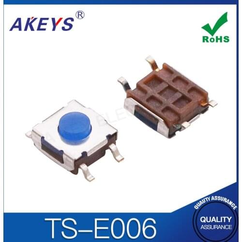 25PCS TS-E006 High Temperature Resistant Copper Feet Touch Key Switch 6.2*6.2 Silicone Head Blue Touch Soft Silicone