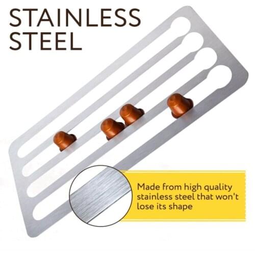 Aluminum Capsule Holder for Nespresso Pod,Vertically or Horizontally Wall-Mounted Under Cabinet Storage Holds 40
