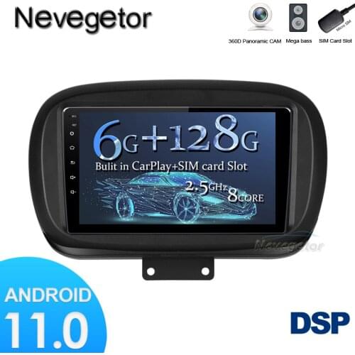 6G+128G DSP 2 din Android 10 4G NET Car Radio Multimedia Video Player for Fiat 500X 2014 - 2020 WiFi BT carplay