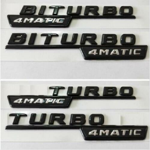 Gloss Black for TURBO4MATIC BITURBO 4MATIC Fender Emblem Emblems Badges for Mercedes Benz A45 CLA45 GLA45 C43 E43 GLC43 GLE43 AM