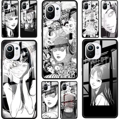 Unji Ito Tees Horror for Xiaomi Mi 11 Ultra Lite 10T Note 10 9T Pro CC9 CC9E 5G Luxury Tempered Glass Phone Case Cover