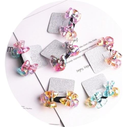 2PCS New Cute Colourful Bowknot Princess Headwear Kids Elastic Hair Bands Children Hair Ropes Girls Accessories Baby Headdress