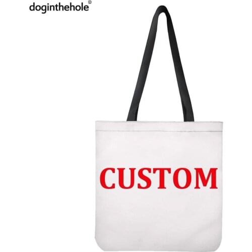Doginthehole Lady Shoulder Bags Personized Custom Your Own Logo/Name/Image/Text On Canvas Tote Bags Casual Unisex Linen Handbag