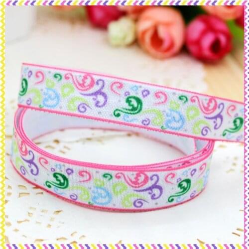 DHK 5/8'' 5yards Fold Over Elastic FOE wave printed headband hair band diy decoration OEM Wholesale C355