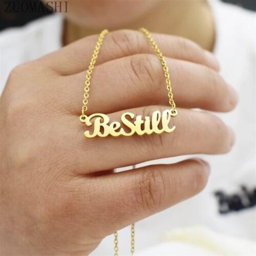 Gold Be Still Necklace Christian Necklace Inspirational Jewelry Be still and know that I am God LDS Gifts Faith Necklace