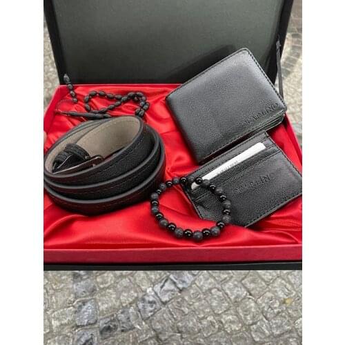 Captain & Polo Black Classic Men 'S Wallet Belt The Kartlıkl Bracelet Rosary Special Gift Boxed set