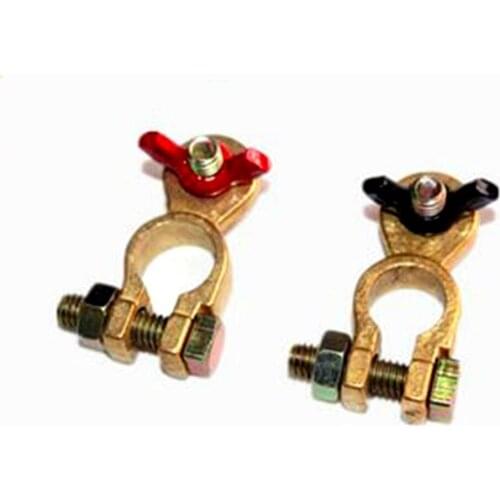 Red and Black Knob Pure Copper Battery Connector Car Battery Terminal Pile Holder(POS 19MM, NEG 17MM)