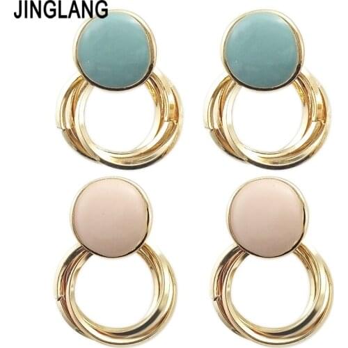 JINGLANG Fashion Statement Earrings Metal Geometric For Women Hanging Dangle Earrings Drop Earing Modern Female Jewelry