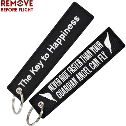 Fashion Key Tag Bijoux Keychain for Motorcycles The Key to Happiness Key Fobs Key Ring Chaveiro Remove Before Flight Brand Tag