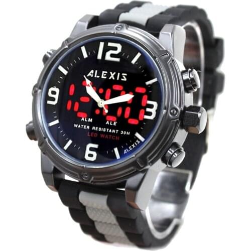 Alexis Brand BackLight Water Resist Silicone Dual Time Analog Digital Watches for men led watch montre homme horloge mannen