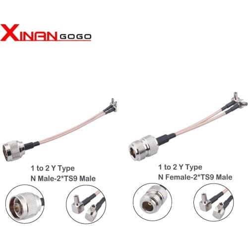 N Female to 2 x TS9 Male Connector Antenna Cable Splitter Combiner Y Type Cable Pigtail RG316 15CM for HUAWEI/ZTE 3G/4G Modem