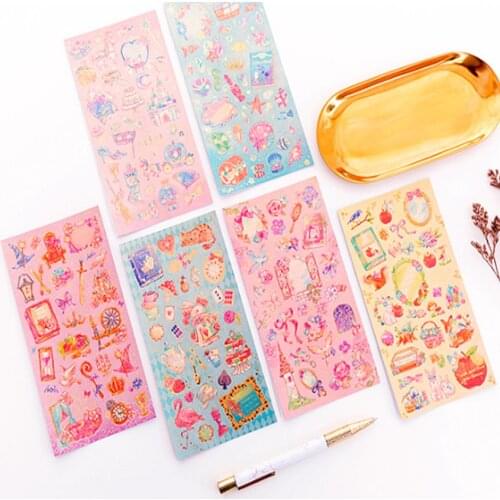 Free shipping 40packsRomantic dream beautiful fairy tale world princess flower decoration hot stamping sticker