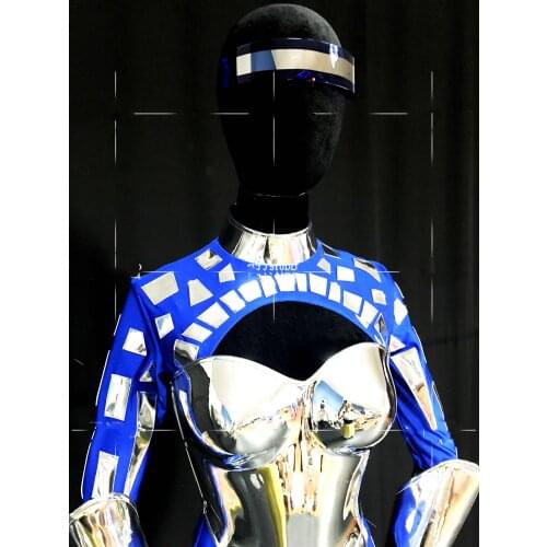 Future warrior clothing nightclub bar costumes Blue technology show women stage dance costume