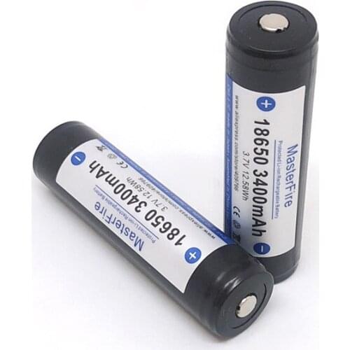 2pcs/lot New Original MasterFire Protected 18650 3.7V 3400mAh Rechargeable Battery Lithium Batteries Cell with PCB Made in Japan