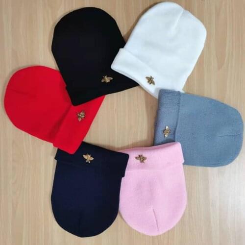 Beanie Hat Wholesale Bee Knitting Woolen Winter Autumn Warm Knitted Hats Cotton Unisex Men Women Couple Adult Casual Cap