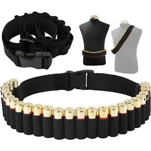 25 Rounds 12 20GA Ammo Holder Belt Airsoft Bandolier Cartridge Shot Gun Shell Waist Belt Bullet Carrier Nylon Sling Strap