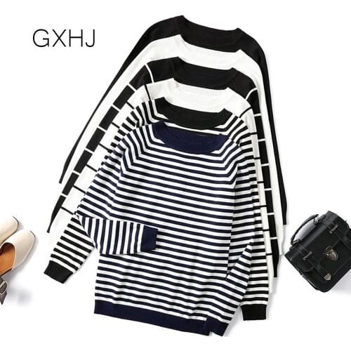 Sweaters For Ladies Womens Knit Jumpers Color Block Strip Autumn Pullover Female Tops women Crochet Knit Sweater Coat LHJ276