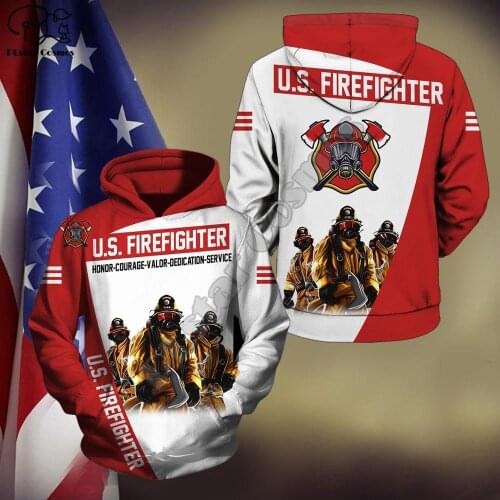 New Men Women Firefighter print 3D Hoodies Funny fireman Sweatshirt Fashion cosplay Hooded Long Sleeve zipper Pullover tshirt tee -2