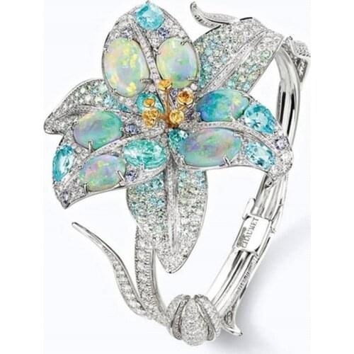 Gorgeous Cubic Zirconia Rings Women Big Purple Stone And Deep Green Crystal Flower Ring For Women Party Jewelry