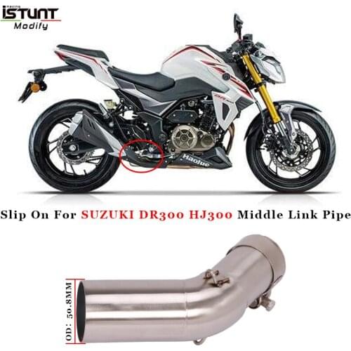 Motorcycle Exhaust Escape Modified Stainless Steel Middle Link Pipe connection 51MM Inlet Muffler For SUZUKI DR300 DR 300 HJ300