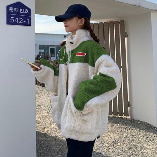 Lamb wool coat women 2020 winter new style Korean version loose wild student stand-up collar cotton padded coat women