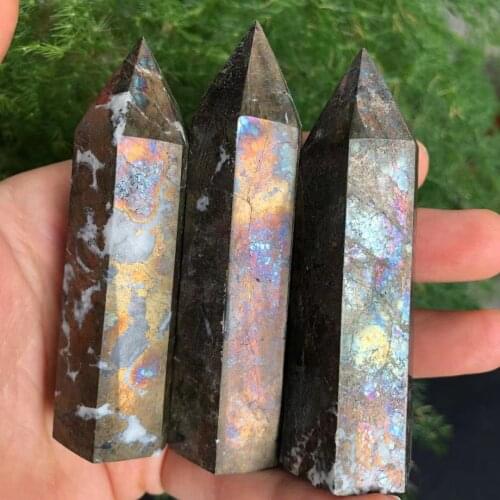 1pc 70-80mm Natural Polished Mineral Crystal Pyrite Tower Chalcopyrite Point Wand Healing For Decoration