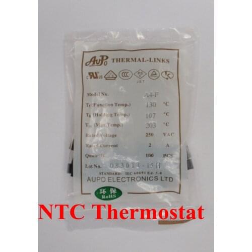 100pcs A4-1A-F 130C 1A 250V degree Thermal Cutoff RH130 Thermal-Links Black Square temperature fuse