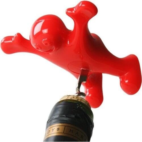 100pcs Red Wine Bottle Opener Stopper Corkscrew Villain Wine Opener Happy Fun Man Guy Bottle Opener Corkscrew Stopper Bar Tools