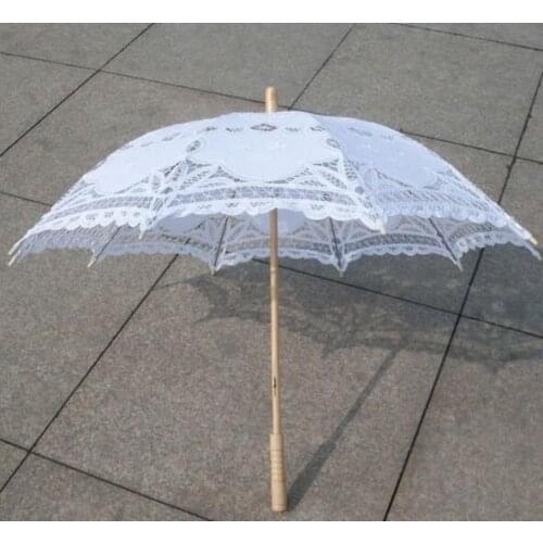 15 pcs lot Umbrella Cotton Embroidery Bride Umbrella White Ivory Battenburg Lace Parasol Umbrella Wedding Umbrella Decoration