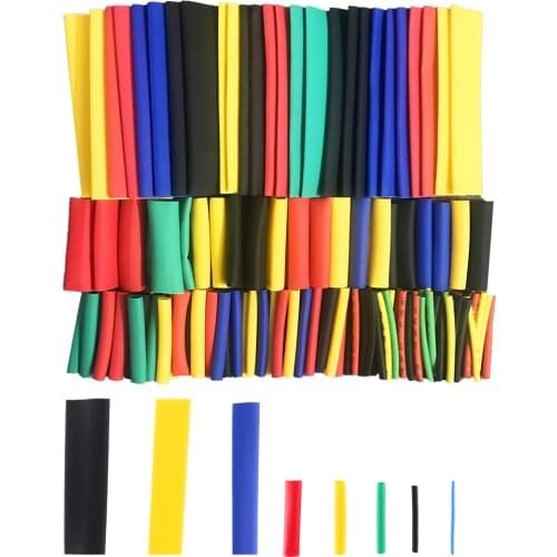 164pcs/127pcs Set Polyolefin Shrinking Assorted Heat Shrink Tube Wire Cable Insulated Sleeving Tubing Set 2:1