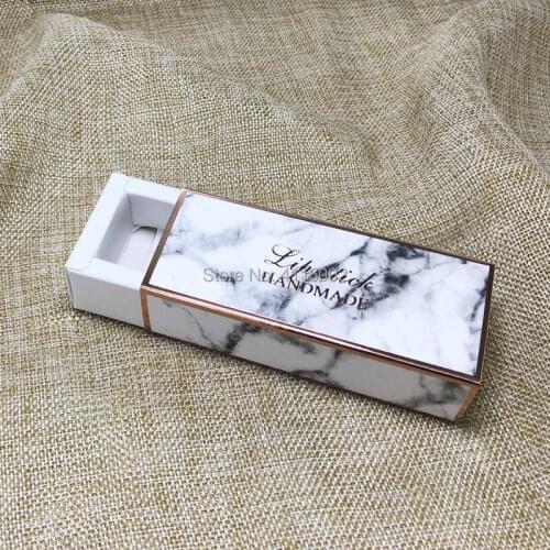 200pcs Marbling Lipstick Packing Paper Box Lip Tube Sample Gift Boxes 2.6*2.6*8.6cm Drawer Type Lipstick Box