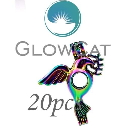 20x CC62 Rainbow Color Olive Peace Birds Beads Cage Jewelry Making Essential Oil Diffuser Pearl Cage Locket Pendant