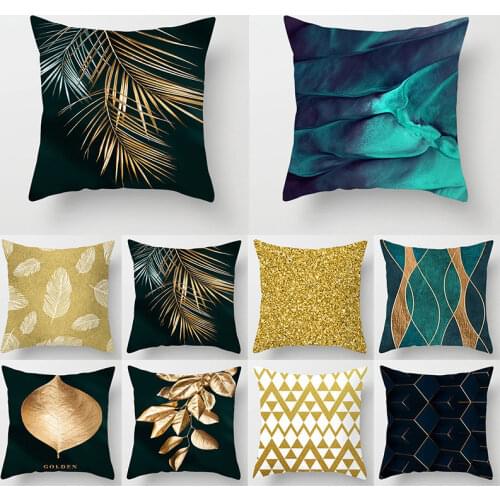 45*45cm Modern Nordic Geometric Series Pillow Case Luxury Green Gold Decorative Cushion Cover Sofa Car Waist Throw Pillowcase