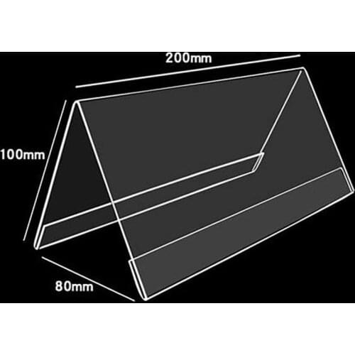 50Pcs 20x10cm Acrylic Clear Desktop Label Display Holder Card Tag Stand Rack Exhibitions Meetings Product Price Label Display