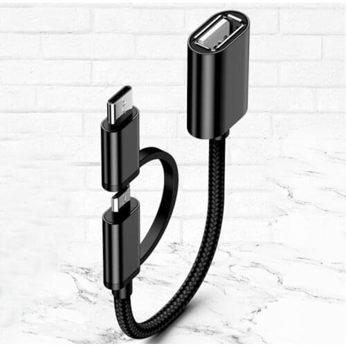2 in 1 Type C Adapter OTG Cable for Samsung S10 Xiaomi Mi9 Android MacBook Mouse Gamepad Tablet PC Type C OTG USB Cable