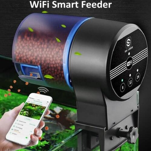Automatic Smart Fish Feeder WiFi Wireless Remote Fish Feeder Aquarium Fish Tank Feeding Dispenser Timing Timer Feeder