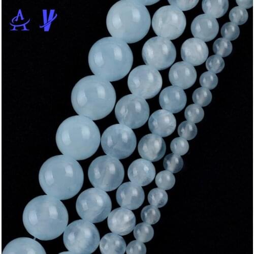 Natural Stone Blue Jades Stone Beads For Jewelry Making 4mm-10mm Spacer Loose Beads Diy Bracelets Necklace Strand 15inches