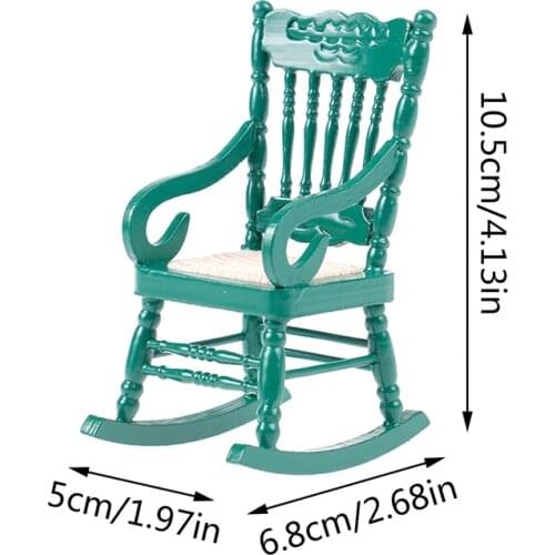 1/12 Wooden Mini Dollhouse Rocking Chair Model Toy DIY Miniature Scenery Accessory For Dolls House Accessories Decor Toys