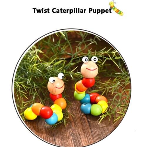 Baby Wooden Toys Montessori Childhood Learning Toys For Children Colorful Caterpillar Puppet Enlightenment Educational Block Toy