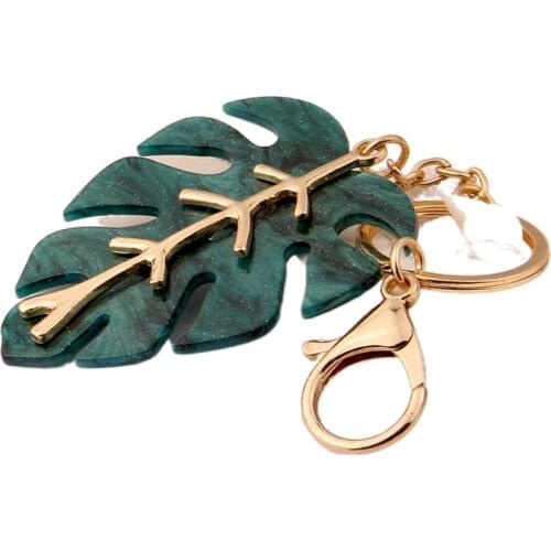 Kids Gift Christmas Green Leaf Metal Keychain Fresh Foliage Shape Key Ring Festival Gift Ladies Accessories Airpods Pendant