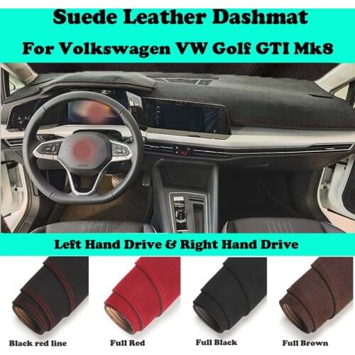 For Volkswagen VW Golf 8 GTI Mk8 2021 Suede Leather Dashmat Dashboard Cover Pad Dash Mat Car-Styling Carpet Accessories LHD RHD