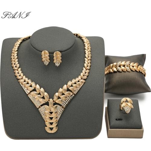 Fani Fashion African Beads Jewelry Set Brand Exquisite Dubai gold-colorful Jewelry Set Nigerian Woman Wedding Bridal Bijoux