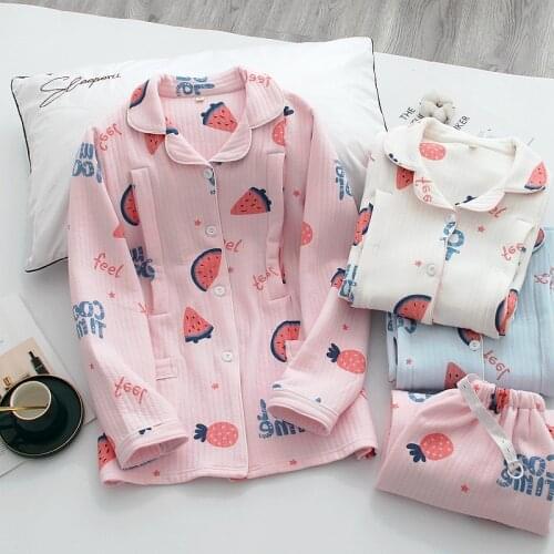 Fdfklak Breast-Feeding Maternity Suit Pajamas For Nursing Pyjama Femme Coton Autumn Winter New Nightie Pregnancy Pijama