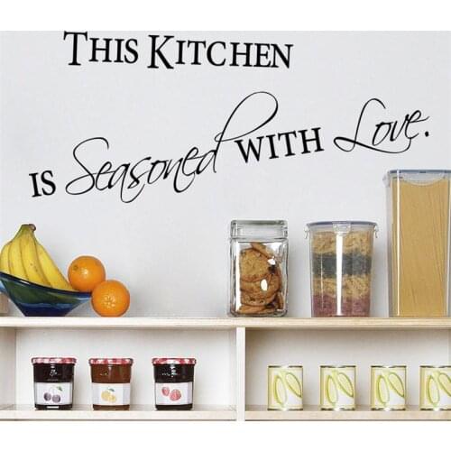 Hot sale kitchen with love home decor wall stickers for kitchen wall door black quote words decorative wall decals art diy mural