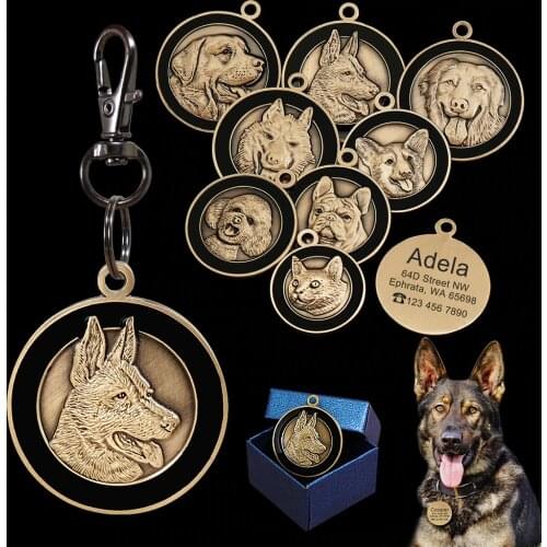 Personalized Dog ID Tag Engraved Pet Dog Tags Collar Accessories Custom Puppy Cat Name Tags For Dogs Necklaces Pendants