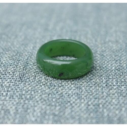 Chinese Xin Jiang Hetian Green Jade Jadeite jasper Hand-carved Ring
