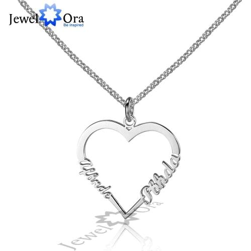 JewelOra Personalized 925 Sterling Silver Heart Shape Custom Made Name Necklace 3 Color Lovers Gift for Girlfriend
