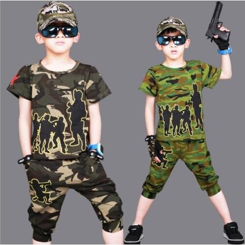 New Summer Childrens clothing set Suit boys Camouflage Performance costume shorts & T-shirts Twinset 3 4 5 6 7 8 9 10 12 Years