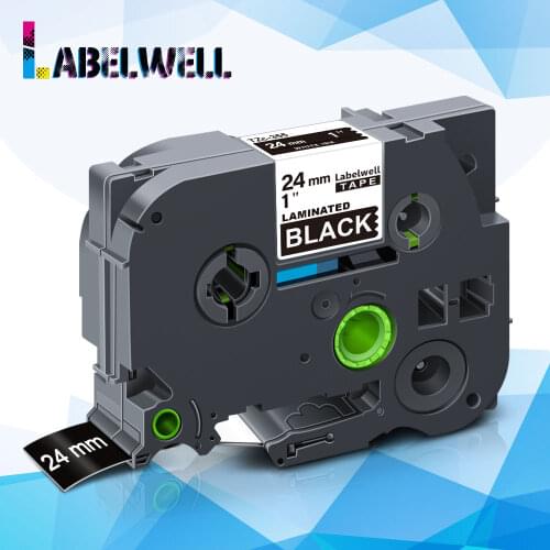 Labelwell 1pcs 24mm Tze-355 printer ribbon for Brother TZe355 Tze 355 White on Black Laminated label Tape for Brother P Touch