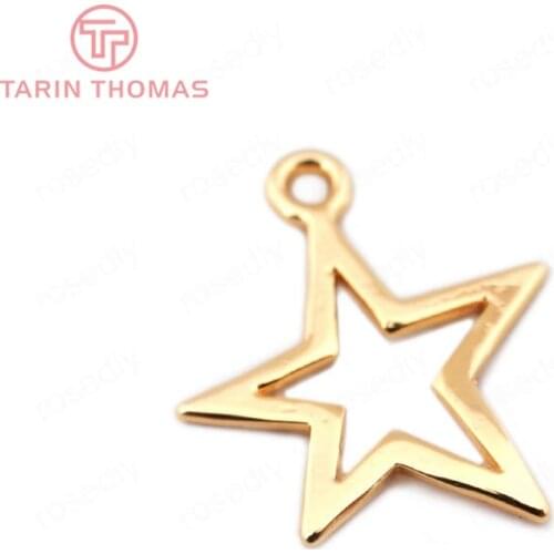 33569)10PCS 14*12MM 24K Gold Color Brass Star Charms Pendants High Quality Diy Jewelry Findings Accessories wholesale